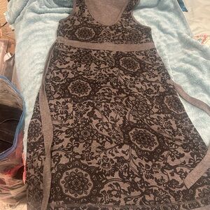 Eddie Bauer Charcoal and Black Patterned Midi Dress